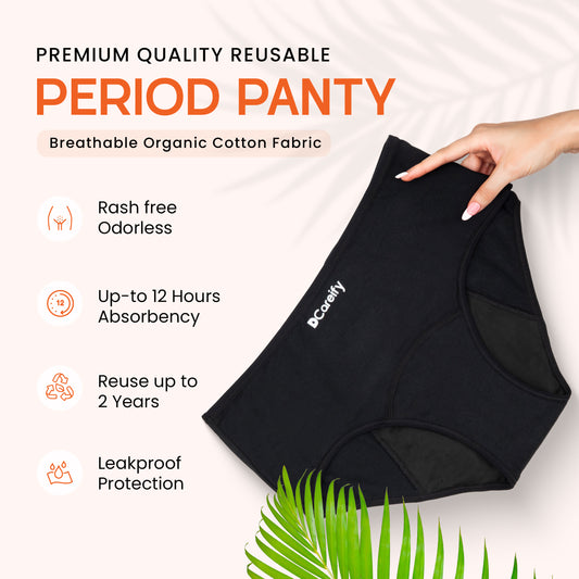 Dcareify period panties leak proof underwear for women – reusable menstrual underwear with absorbent lining.